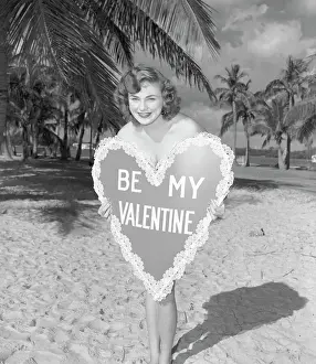 Valentines Day Prints: Model Covered by Large Valentine Card