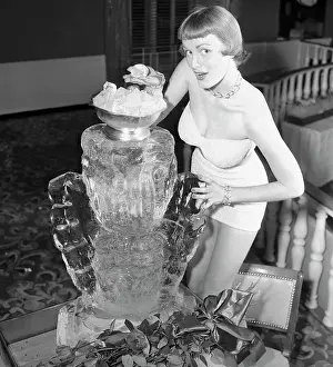 Photographers Model Prints: Model Posing with Ice Trophy