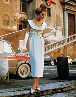Model Wearing Evening Dress by Fontana Sisters