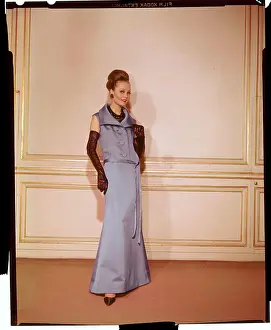 Model Wearing Evening Gown by Michel Goma