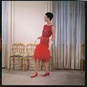Model Wearing Evening Gown by Norman Norell
