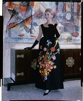 Model Wearing Evening Gown by Norman Norell