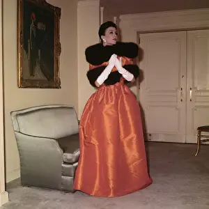 Model Wearing Evening Gown by Norman Norell