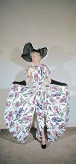 Model Wearing Flowered Dress