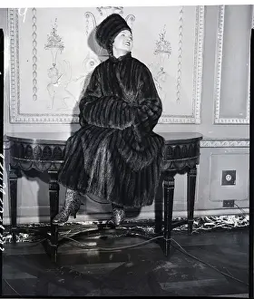Model Wearing Mink Coat, Hat and Muff