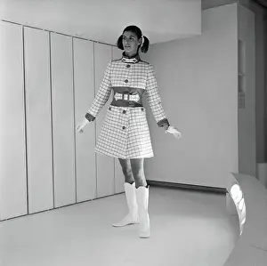 Womens Fashion Prints: Model Wearing New 1968 Fall Fashion by Andre Courreges