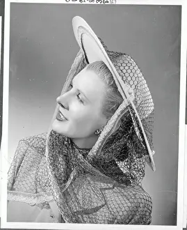 Veil Prints: Model Wearing Summer Hat by John Frederics of New York