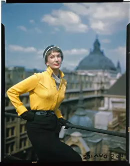 Model Wearing Yellow Sweater
