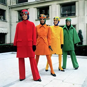 Skullcap Prints: Models Wearing Bright Coats by Guy Laroche