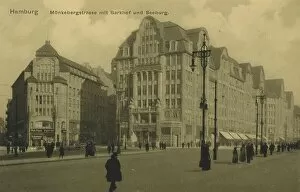 Fortification Collection: Moenkebergstrasse with Barkhof and Seeburg, Hamburg, Germany, postcard with text