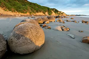 Bank Gallery: Moeraki Boulders in the morning light, Moeraki Beach, Hampden, Otago Region, New Zealand