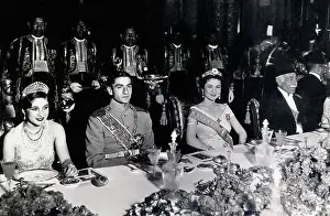 Dinner Prints: Mohamed Rida Chabour with Wife and Queen Farida