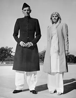 Karachi Prints: Mohammed Ali Jinnah and Sister Standing Outside