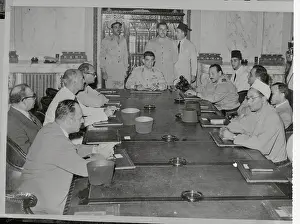 Mohammed Naguib Sitting with Council of Ministers