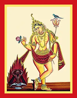 Rose Prints: Mohini stands and looks at the ascetic Bhasmasura