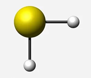 Images Dated 27th November 2006: Molecular model of Hydrogen Sulphide, digital illustration