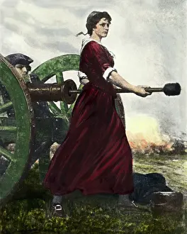 Pitcher Prints: Molly Pitcher Loading Cannon
