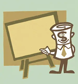 Pop A Prints: Money Character Giving a Presentation