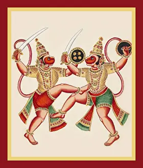 Armor Prints: Monkey brothers Vali and Sugriva fight each other