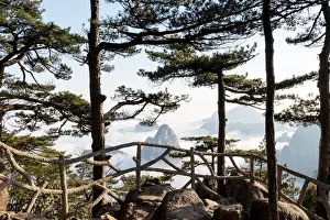Huangshan Prints: Monkey watch sea cloud, Mt. Huangshan in Anhui, China