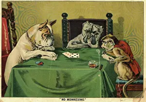 Card Game Prints: No Monkeying Lithograph