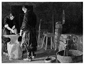 Images Dated 7th June 2017: Monks forging metal