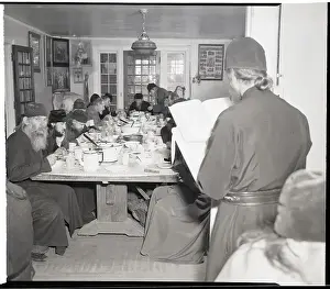 Monk Prints: Monks Praying And Eating Midday Meal