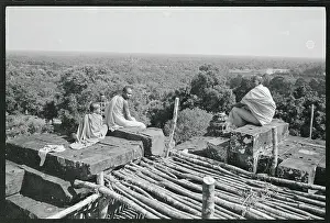Angkor Prints: Monks Sitting on Mount Bakheng