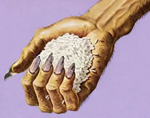 Hungry Prints: Monster Hand Holding Rice