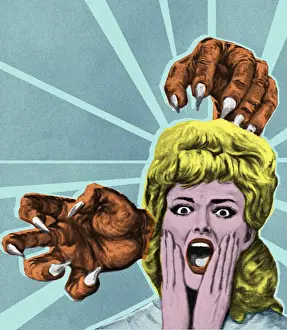 Facial Express Prints: Monster Hands and Screaming Woman