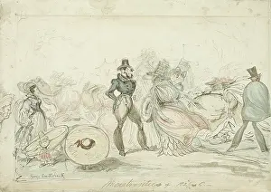 Prints of Monstrosities of 1825-26 (this is a preliminary sketch for an engraved caricature plate), between circa 1825 and circa 1826. Creator: George Cruikshank A Master Illustrator’s Satirical Vision of 19th-Century Britain: Monstrosities Of 1825-26