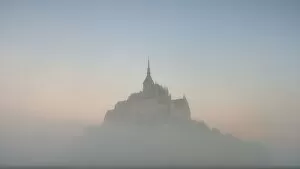 Images Dated 21st October 2018: Mont-Saint-Michel Abbey at sunset, Normandy, France