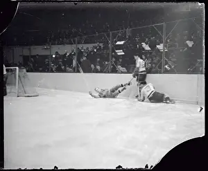 Prints of (Original Caption). The Montreal Canadians defeated the New York Americans in a National League Hockey game at Madison Square Garden, New York City, March 8th Frozen Moments: A Journey Through Hockey History: Montreal Hockey Team Playing New York Hockey Team