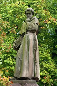 Images Dated 10th September 2014: Monument to Berthold Schwarz, alchemist in the 14th century, inventor of gunpowder, Freiburg