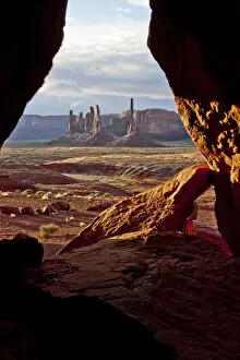 Monument Valley seen from cave, Utah, USA
