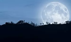 Images Dated 1st July 2013: Full moon over the hills