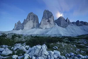 Images Dated 15th July 2016: Moonlight over Tre Cime / Drei Zinnen, Dolomites