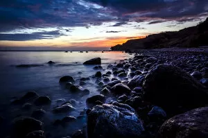 Morning Sky Gallery: Morning atmosphere at the Baltic Sea, surf washing around rocks, Timmendorfer Strand, Niendorf