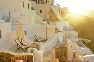 Images Dated 25th August 2012: Morning sun light in Oia village, Santorini