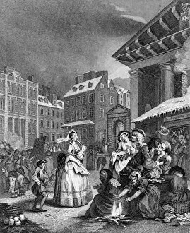 Images Dated 25th August 2016: Morning, Times of the Day, by William Hogarth