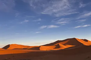 Amazing Deserts Gallery: Moroccan desert landscape with blue sky. Dunes background