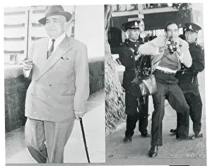 Morris Cohen Posing With Cane and Cameraman Confronting Policemen