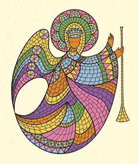 Blessing Prints: Mosaic Angel With Horn