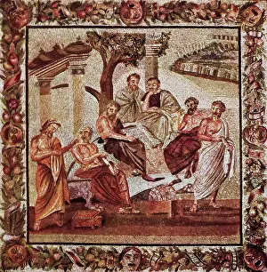 Plato Prints: Mosaic Of Plato & His Students