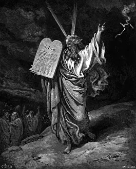 Tablet Prints: Moses Coming Down From Mount Sinai by Gustave Dore