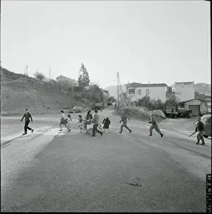 Algiers Prints: Moslem Citizens and Soldiers Crossing Road