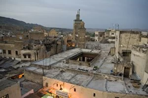 Images Dated 18th May 2007: Mosque minaret and roofs of Fez
