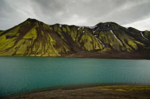 Images Dated 4th August 2011: Moss-covered mountains, Lake Langisjor, Highlands, Iceland, Europe