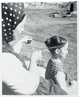 Manitoba Prints: Mother Braiding Her Daughter's Hair
