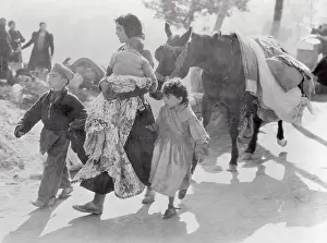 Mule Prints: Mother and Children Fleeing Spain with Their Possessions
